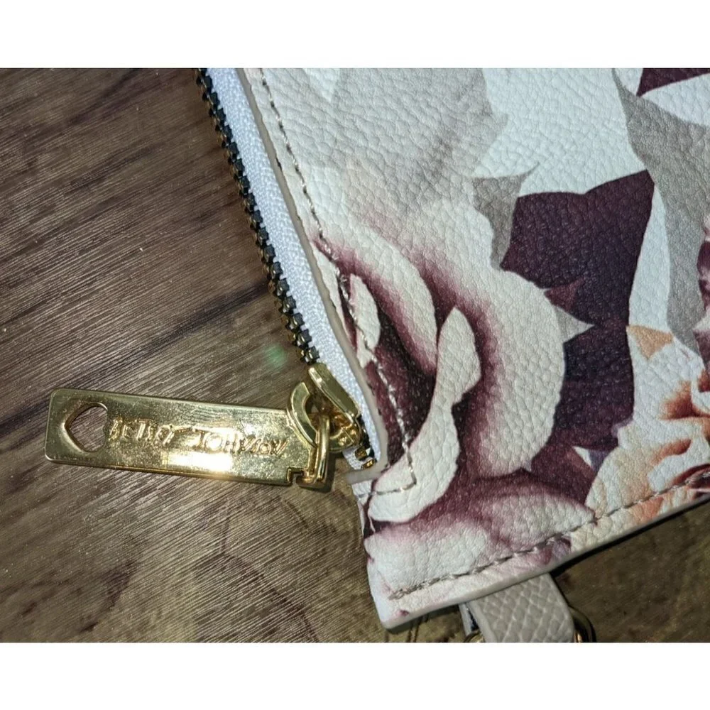 Betsey Johnson Wristlet Pouch Rose Print Signature Logo
